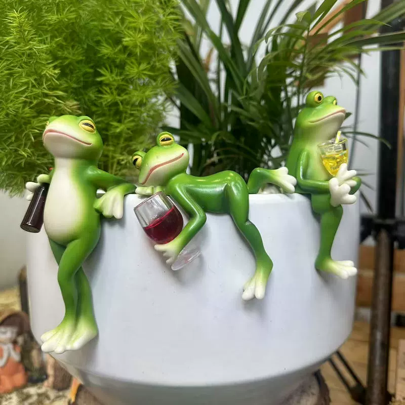 Plant Parents - Plantador de sapo de resina contemporâneo,