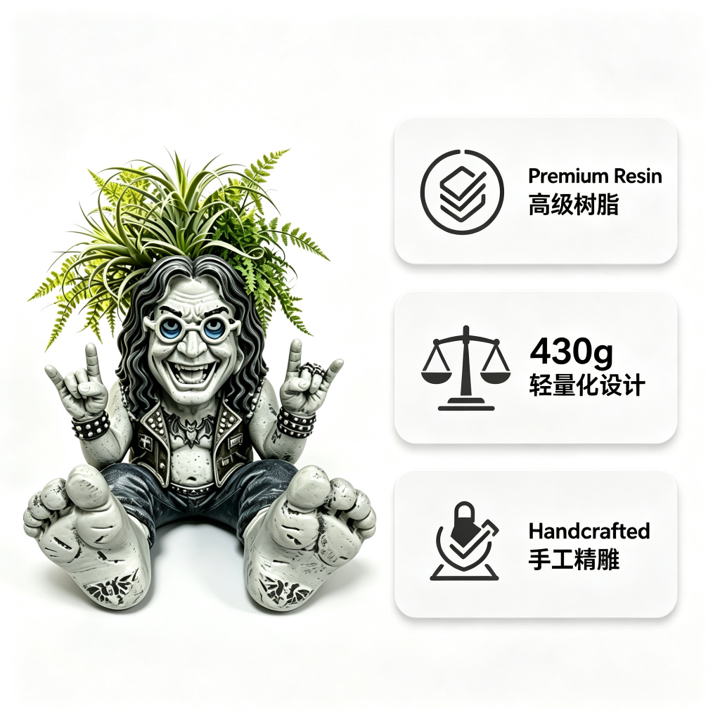 Vaso de Resina Ozzy Osbourne P - Plant Parents avaliação e preço